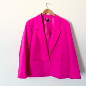 DKNY Hot Pink Blazer Jacket Single Button Stretch Size L
